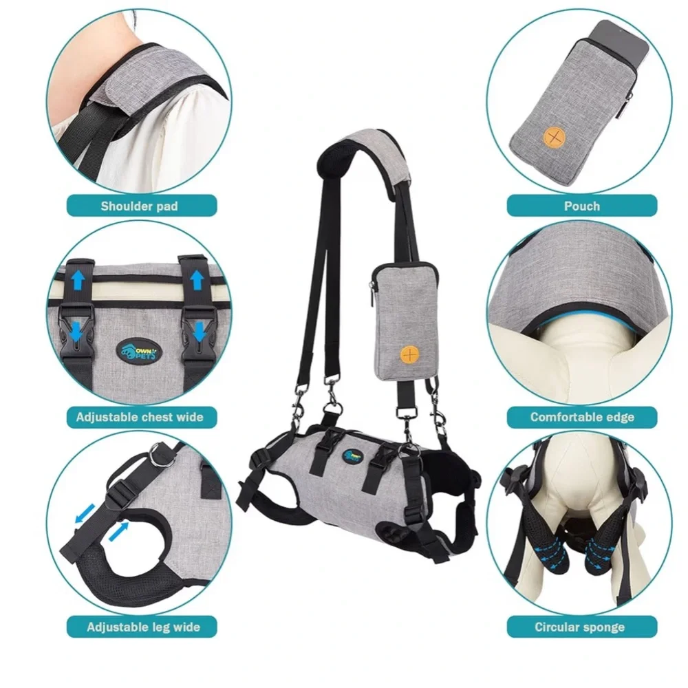 “OwnPets” Dog Sling Harness/Supportive Dog Lift Harness Adjustable Rehab Vest